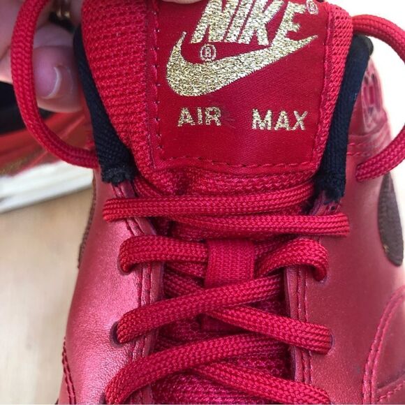 Nike Air Max 1 Red Gold Sequin Women’s Size 6.5 - Picture 9 of 11